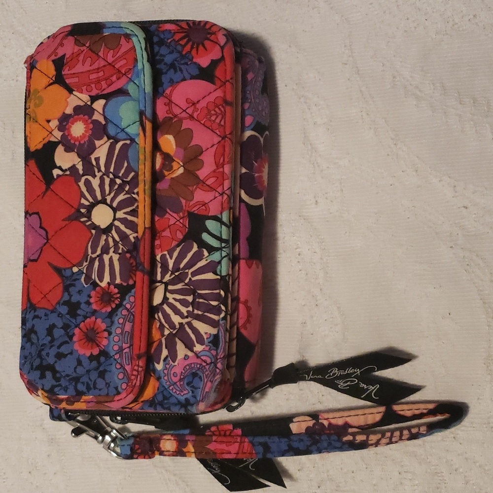 💜 Vera Bradley Clutch Wallet  Flower Cell Phone Holder Pocket
